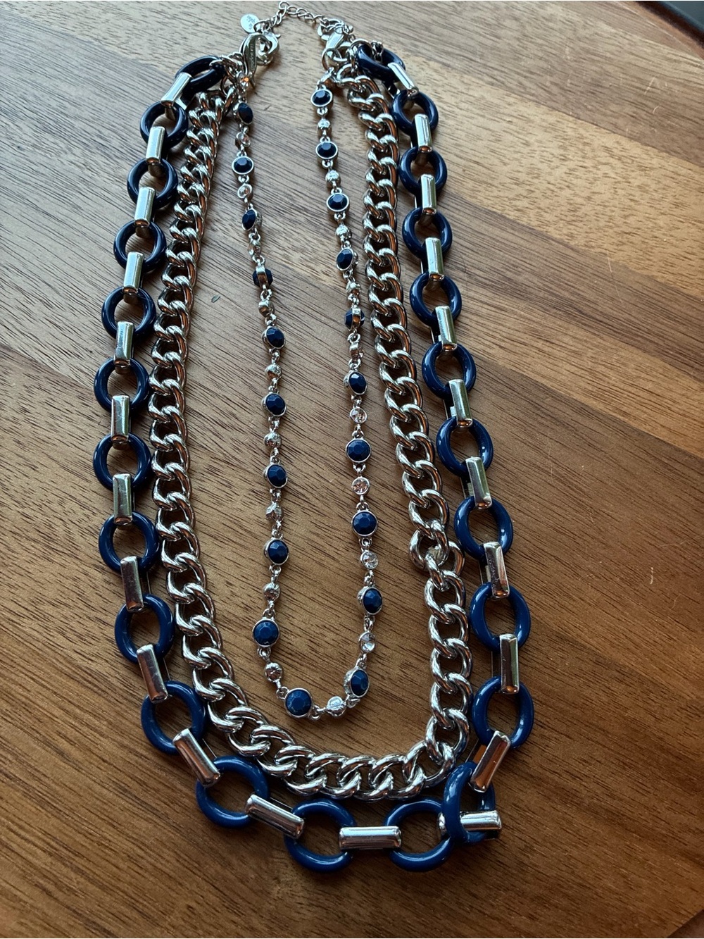 Lia Sophia Wayfarer Multi Strand Blue & Silver Convertible statement Necklace